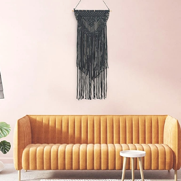 Black BOHO Macrame Wall Art Hanging Deco Fall Autu - Picture 3 of 8